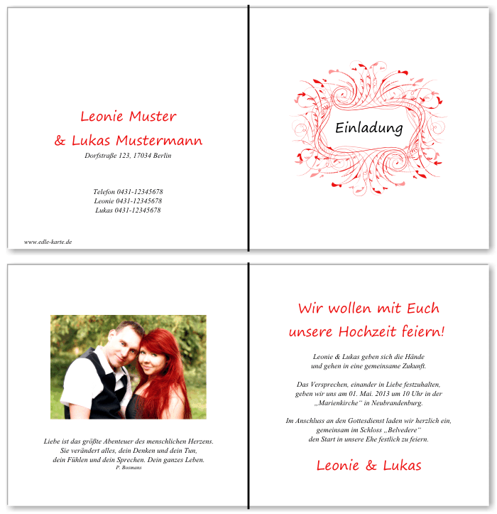  Einladungskarten Hochzeit, Hochzeitseinladungen, Hochzeitskarten, Einladungen für Hochzeit