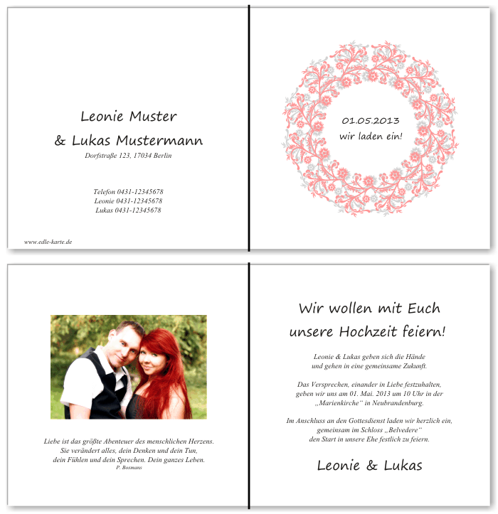  Einladungskarten Hochzeit, Hochzeitseinladungen, Hochzeitskarten, Einladungen für Hochzeit