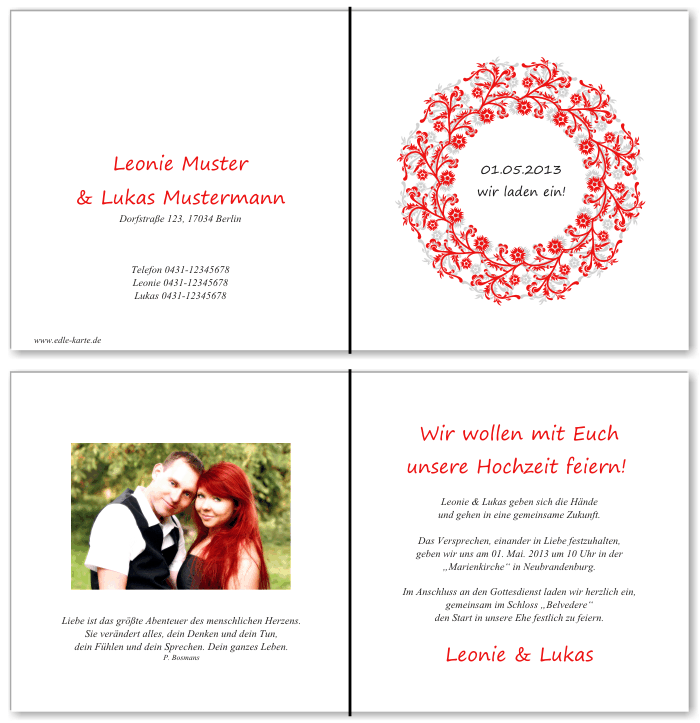  Einladungskarten Hochzeit, Hochzeitseinladungen, Hochzeitskarten, Einladungen für Hochzeit