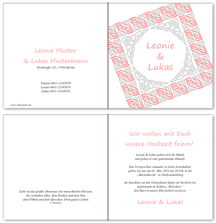  Einladungskarten Hochzeit, Hochzeitseinladungen, Hochzeitskarten, Einladungen für Hochzeit