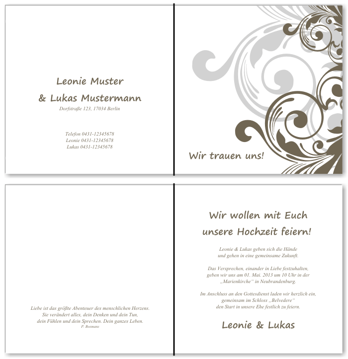  Einladungskarten Hochzeit, Hochzeitseinladungen, Hochzeitskarten, Einladungen für Hochzeit