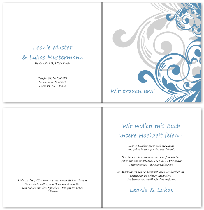  Einladungskarten Hochzeit, Hochzeitseinladungen, Hochzeitskarten, Einladungen für Hochzeit