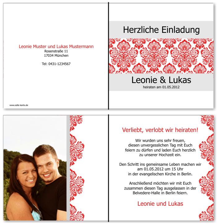  Einladungskarten Hochzeit, Hochzeitseinladungen, Hochzeitskarten, Einladungen für Hochzeit