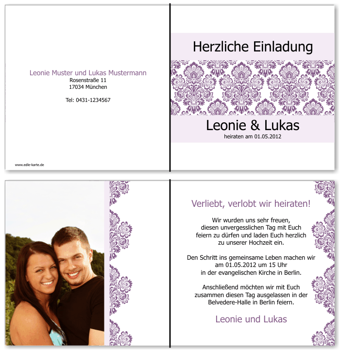  Einladungskarten Hochzeit, Hochzeitseinladungen, Hochzeitskarten, Einladungen für Hochzeit