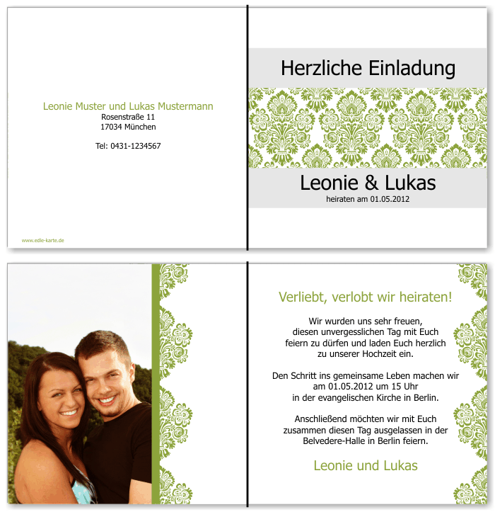  Einladungskarten Hochzeit, Hochzeitseinladungen, Hochzeitskarten, Einladungen für Hochzeit