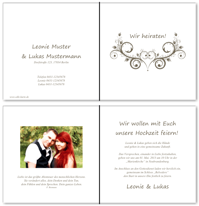  Einladungskarten Hochzeit, Hochzeitseinladungen, Hochzeitskarten, Einladungen für Hochzeit