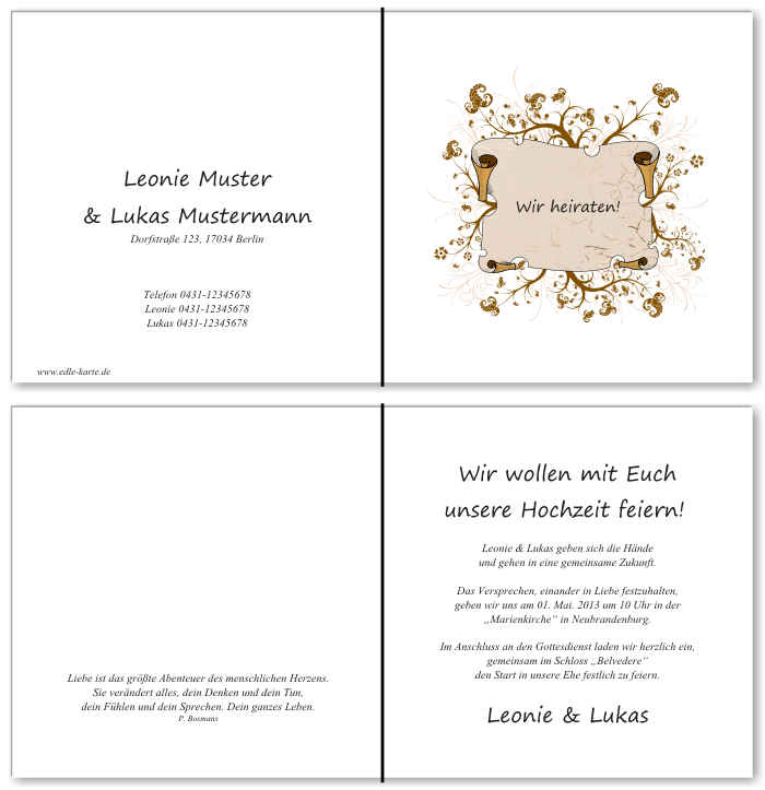  Einladungskarten Hochzeit, Hochzeitseinladungen, Hochzeitskarten, Einladungen für Hochzeit