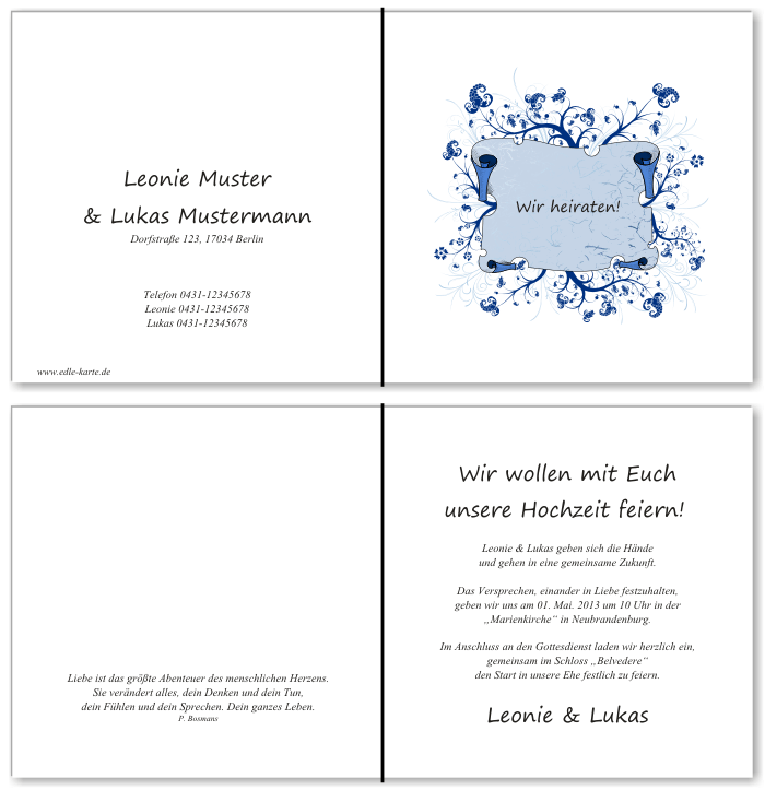  Einladungskarten Hochzeit, Hochzeitseinladungen, Hochzeitskarten, Einladungen für Hochzeit