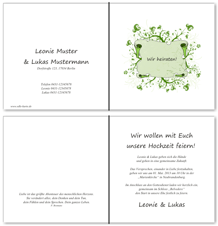  Einladungskarten Hochzeit, Hochzeitseinladungen, Hochzeitskarten, Einladungen für Hochzeit