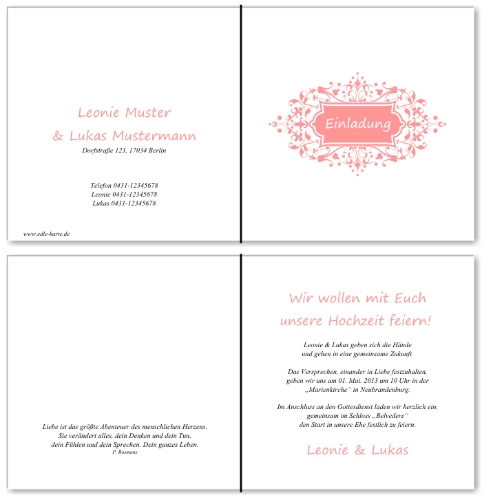  Einladungskarten Hochzeit, Hochzeitseinladungen, Hochzeitskarten, Einladungen für Hochzeit