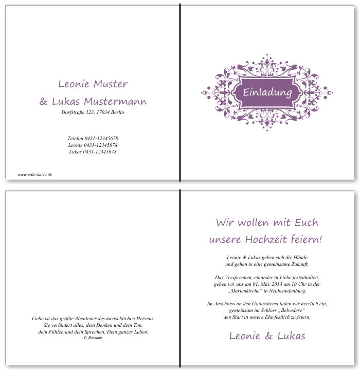  Einladungskarten Hochzeit, Hochzeitseinladungen, Hochzeitskarten, Einladungen für Hochzeit