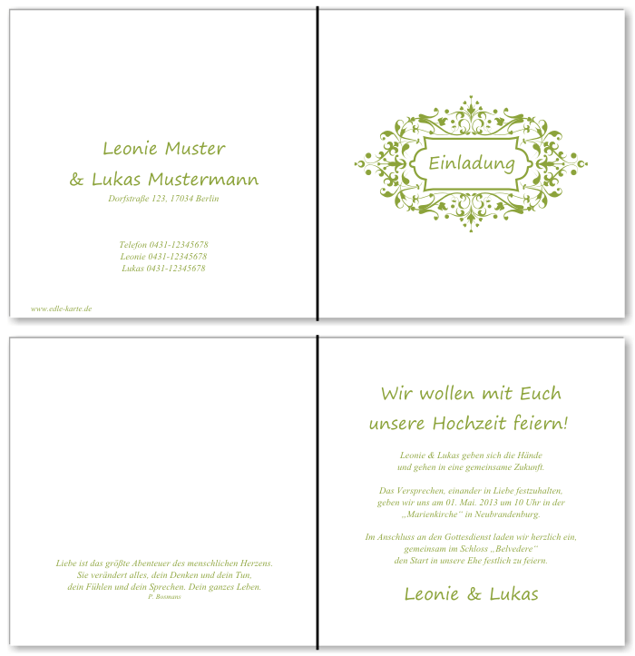  Einladungskarten Hochzeit, Hochzeitseinladungen, Hochzeitskarten, Einladungen für Hochzeit