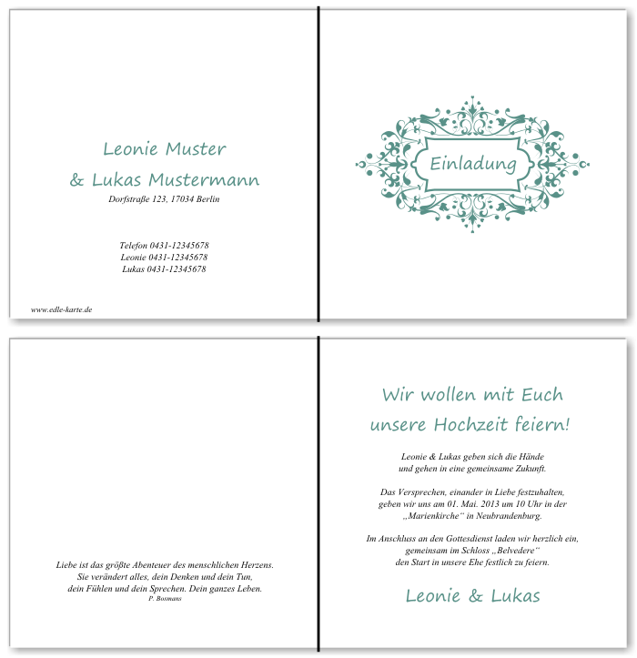  Einladungskarten Hochzeit, Hochzeitseinladungen, Hochzeitskarten, Einladungen für Hochzeit