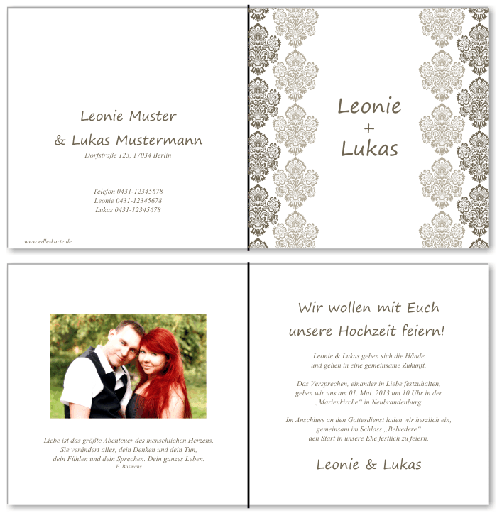  Einladungskarten Hochzeit, Hochzeitseinladungen, Hochzeitskarten, Einladungen für Hochzeit