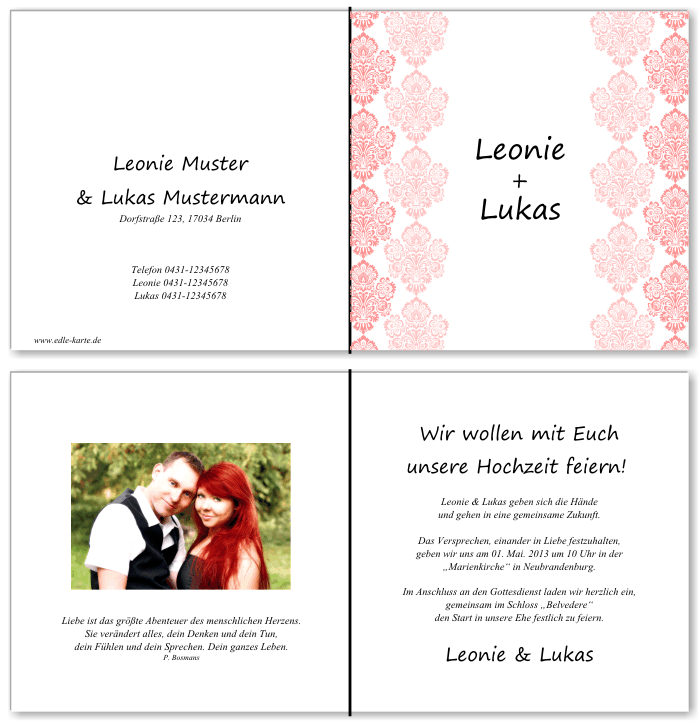  Einladungskarten Hochzeit, Hochzeitseinladungen, Hochzeitskarten, Einladungen für Hochzeit