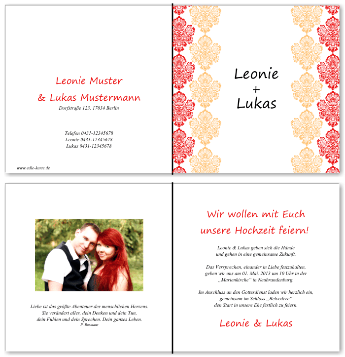  Einladungskarten Hochzeit, Hochzeitseinladungen, Hochzeitskarten, Einladungen für Hochzeit