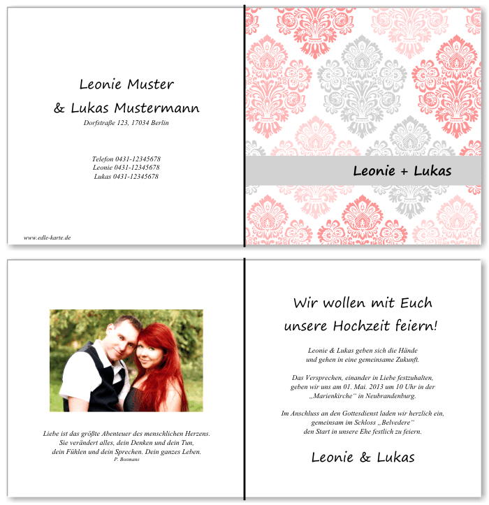  Einladungskarten Hochzeit, Hochzeitseinladungen, Hochzeitskarten, Einladungen für Hochzeit
