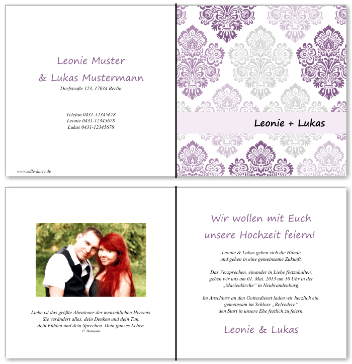  Einladungskarten Hochzeit, Hochzeitseinladungen, Hochzeitskarten, Einladungen für Hochzeit