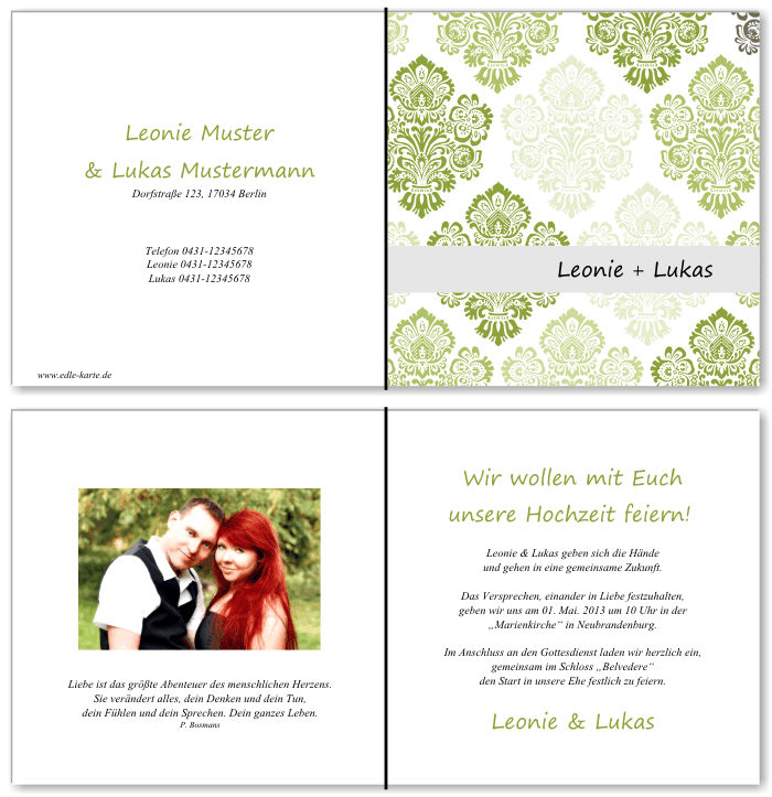  Einladungskarten Hochzeit, Hochzeitseinladungen, Hochzeitskarten, Einladungen für Hochzeit