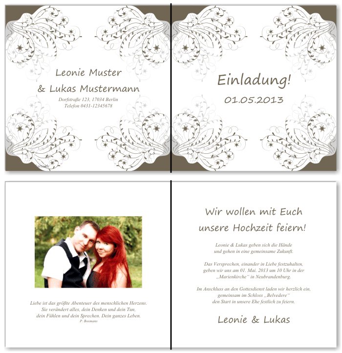  Einladungskarten Hochzeit, Hochzeitseinladungen, Hochzeitskarten, Einladungen für Hochzeit