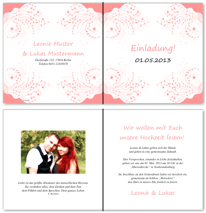  Einladungskarten Hochzeit, Hochzeitseinladungen, Hochzeitskarten, Einladungen für Hochzeit