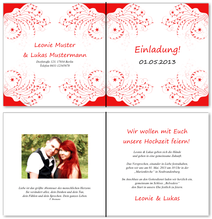  Einladungskarten Hochzeit, Hochzeitseinladungen, Hochzeitskarten, Einladungen für Hochzeit