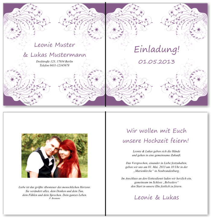  Einladungskarten Hochzeit, Hochzeitseinladungen, Hochzeitskarten, Einladungen für Hochzeit