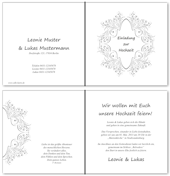  Einladungskarten Hochzeit, Hochzeitseinladungen, Hochzeitskarten, Einladungen für Hochzeit