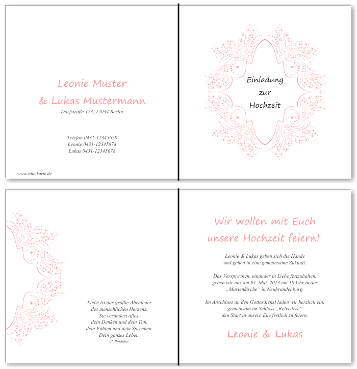  Einladungskarten Hochzeit, Hochzeitseinladungen, Hochzeitskarten, Einladungen für Hochzeit