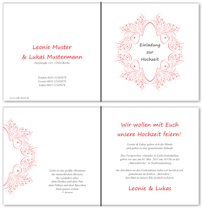  Einladungskarten Hochzeit, Hochzeitseinladungen, Hochzeitskarten, Einladungen für Hochzeit