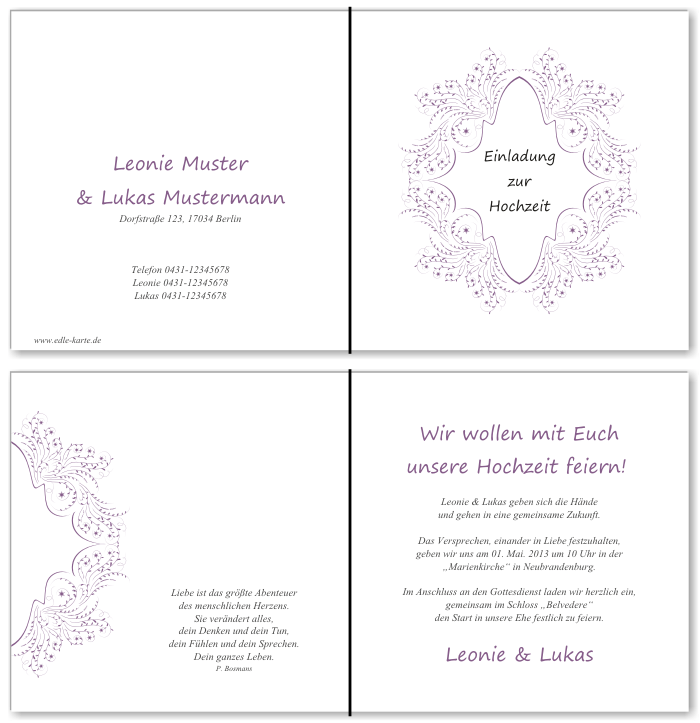  Einladungskarten Hochzeit, Hochzeitseinladungen, Hochzeitskarten, Einladungen für Hochzeit