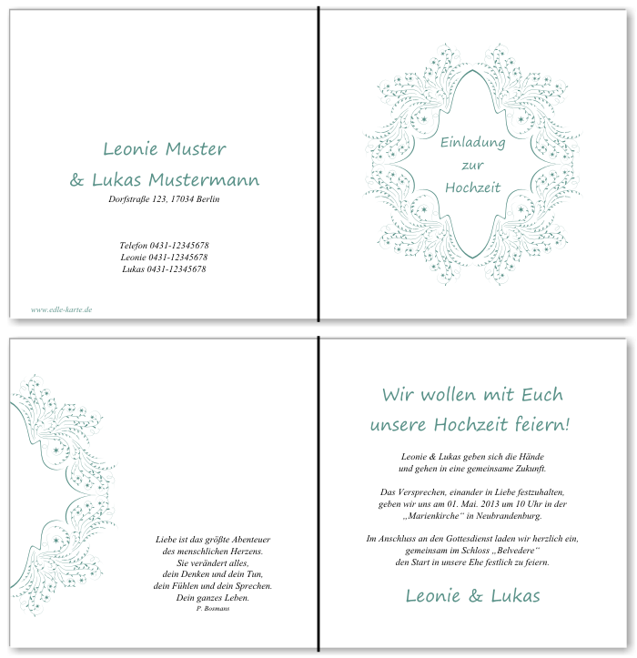  Einladungskarten Hochzeit, Hochzeitseinladungen, Hochzeitskarten, Einladungen für Hochzeit