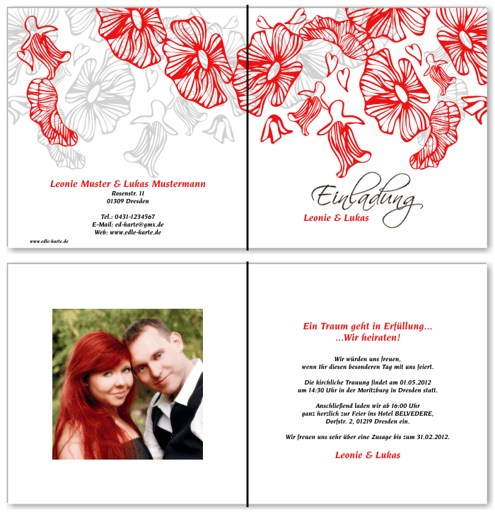  Einladungskarten Hochzeit, Hochzeitseinladungen, Hochzeitskarten, Einladungen für Hochzeit