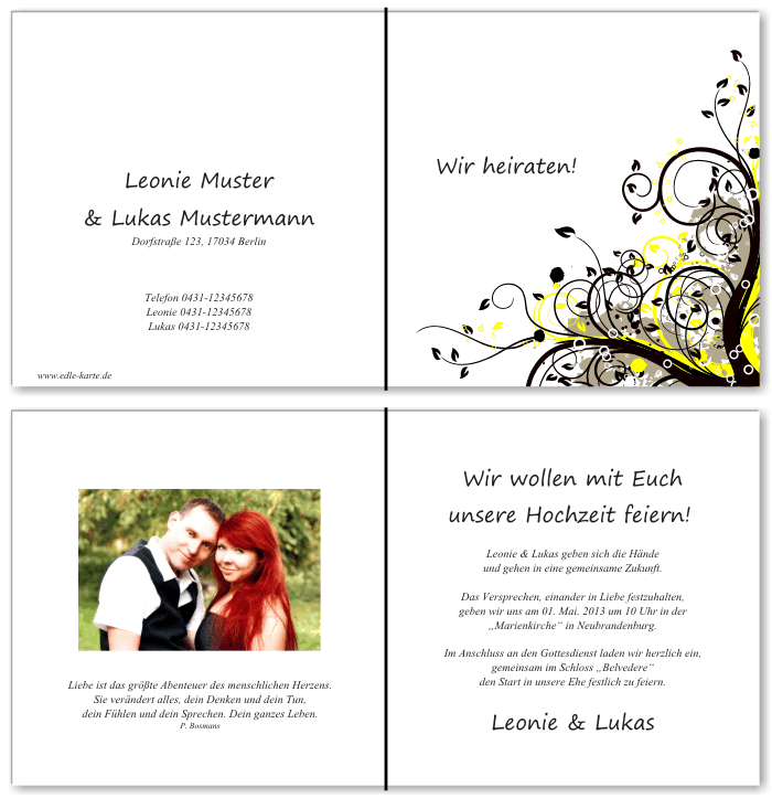  Einladungskarten Hochzeit, Hochzeitseinladungen, Hochzeitskarten, Einladungen für Hochzeit