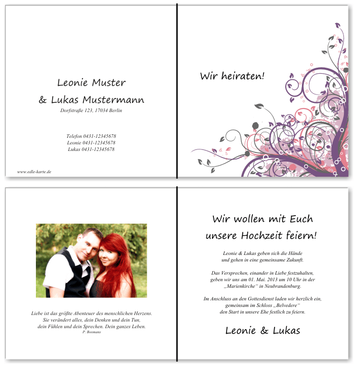  Einladungskarten Hochzeit, Hochzeitseinladungen, Hochzeitskarten, Einladungen für Hochzeit