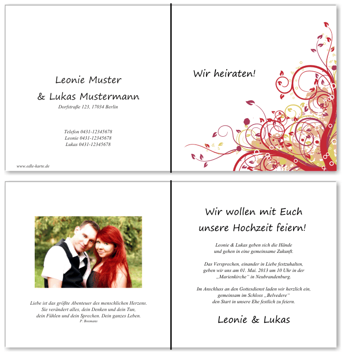  Einladungskarten Hochzeit, Hochzeitseinladungen, Hochzeitskarten, Einladungen für Hochzeit