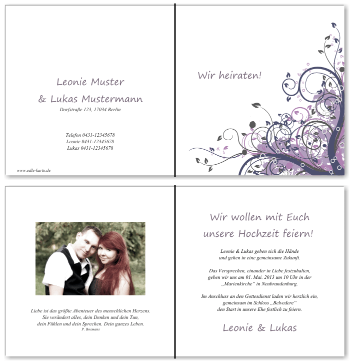  Einladungskarten Hochzeit, Hochzeitseinladungen, Hochzeitskarten, Einladungen für Hochzeit