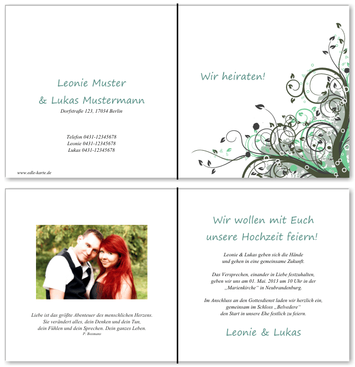  Einladungskarten Hochzeit, Hochzeitseinladungen, Hochzeitskarten, Einladungen für Hochzeit
