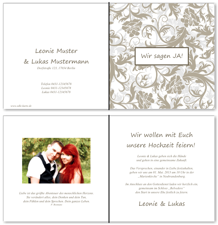  Einladungskarten Hochzeit, Hochzeitseinladungen, Hochzeitskarten, Einladungen für Hochzeit