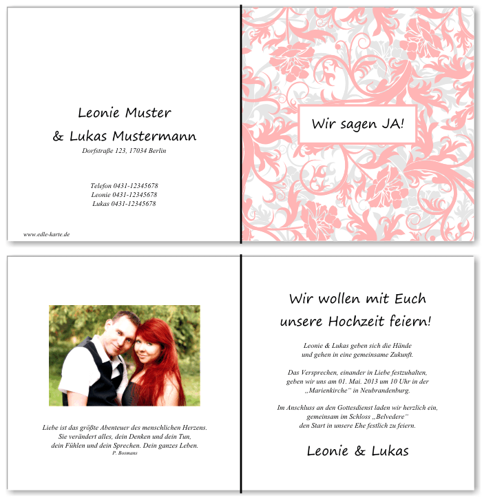  Einladungskarten Hochzeit, Hochzeitseinladungen, Hochzeitskarten, Einladungen für Hochzeit