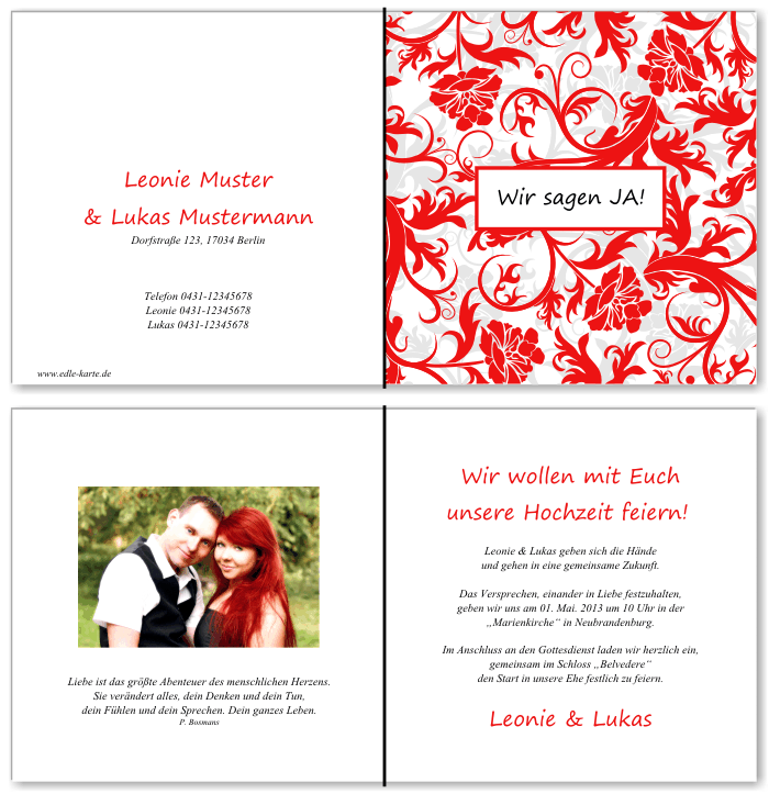  Einladungskarten Hochzeit, Hochzeitseinladungen, Hochzeitskarten, Einladungen für Hochzeit
