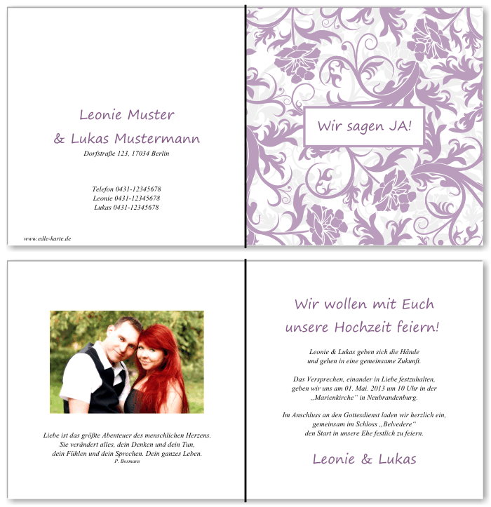  Einladungskarten Hochzeit, Hochzeitseinladungen, Hochzeitskarten, Einladungen für Hochzeit