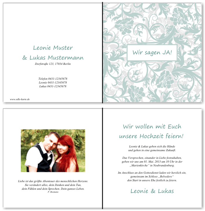  Einladungskarten Hochzeit, Hochzeitseinladungen, Hochzeitskarten, Einladungen für Hochzeit