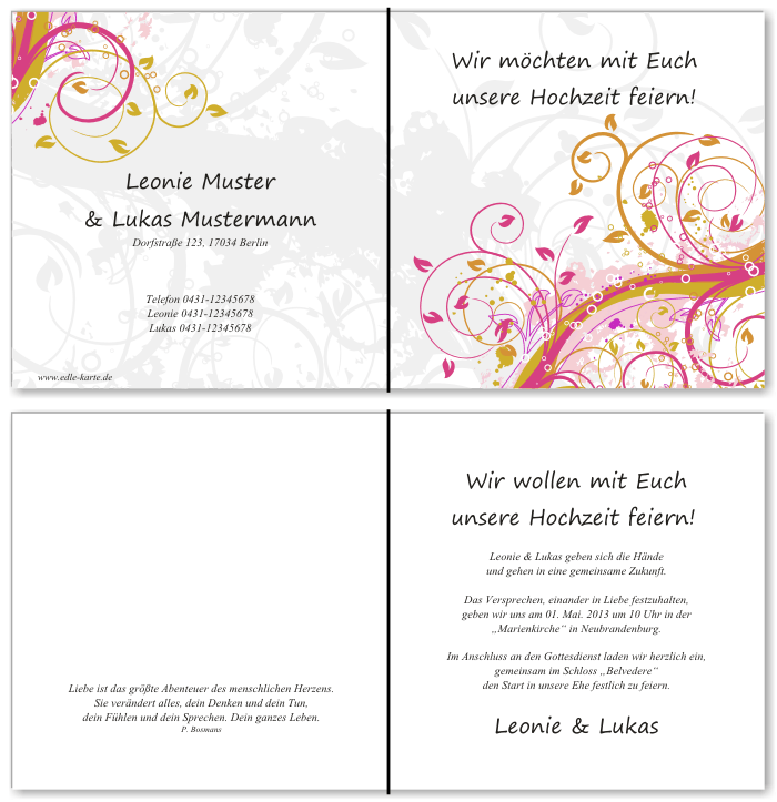  Einladungskarten Hochzeit, Hochzeitseinladungen, Hochzeitskarten, Einladungen für Hochzeit