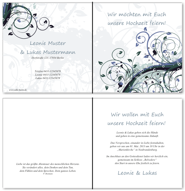  Einladungskarten Hochzeit, Hochzeitseinladungen, Hochzeitskarten, Einladungen für Hochzeit