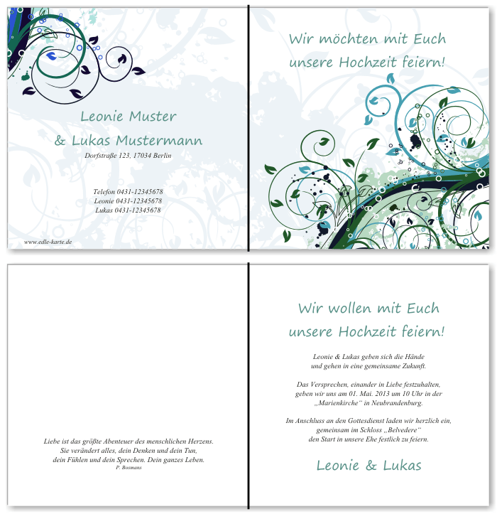  Einladungskarten Hochzeit, Hochzeitseinladungen, Hochzeitskarten, Einladungen für Hochzeit