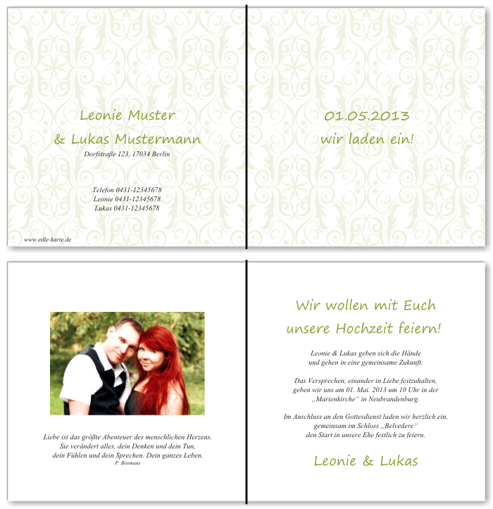  Einladungskarten Hochzeit, Hochzeitseinladungen, Hochzeitskarten, Einladungen für Hochzeit
