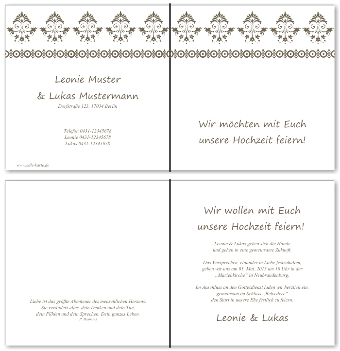  Einladungskarten Hochzeit, Hochzeitseinladungen, Hochzeitskarten, Einladungen für Hochzeit