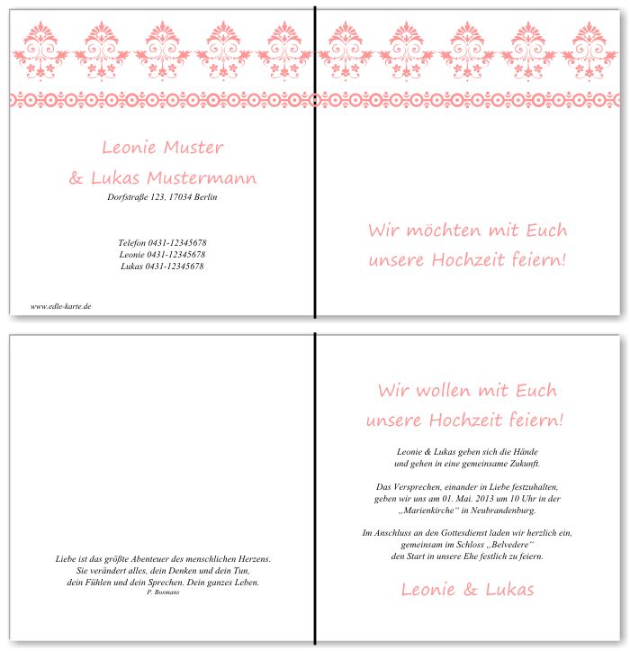  Einladungskarten Hochzeit, Hochzeitseinladungen, Hochzeitskarten, Einladungen für Hochzeit