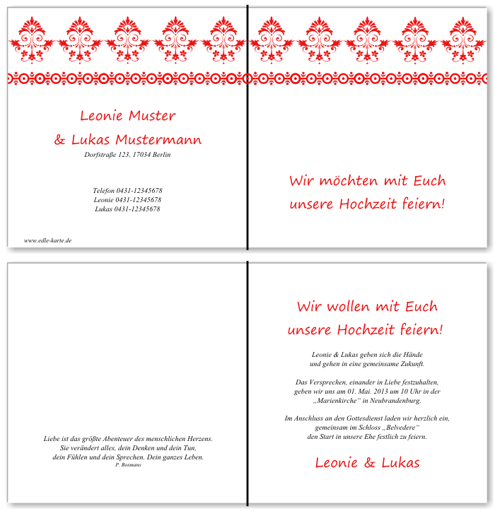  Einladungskarten Hochzeit, Hochzeitseinladungen, Hochzeitskarten, Einladungen für Hochzeit